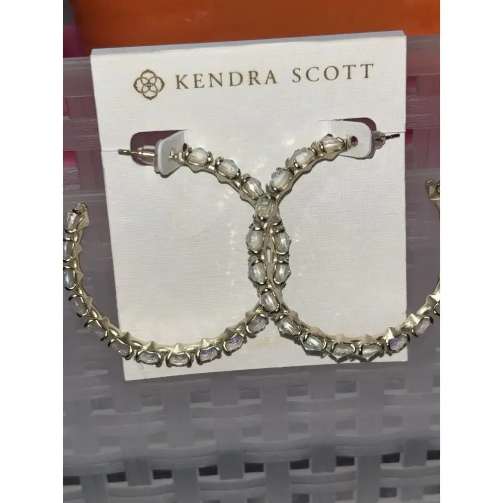 Kendra Scott Jolie Hoop Earrings Iridescent Dichroic Glass Gold Plated - Picture 3 of 12